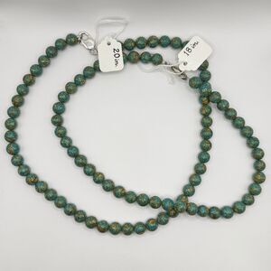 925 Sterling Silver Aqua Terra Beaded Necklace Lot 2pcs 18” 20” Turquoise Style